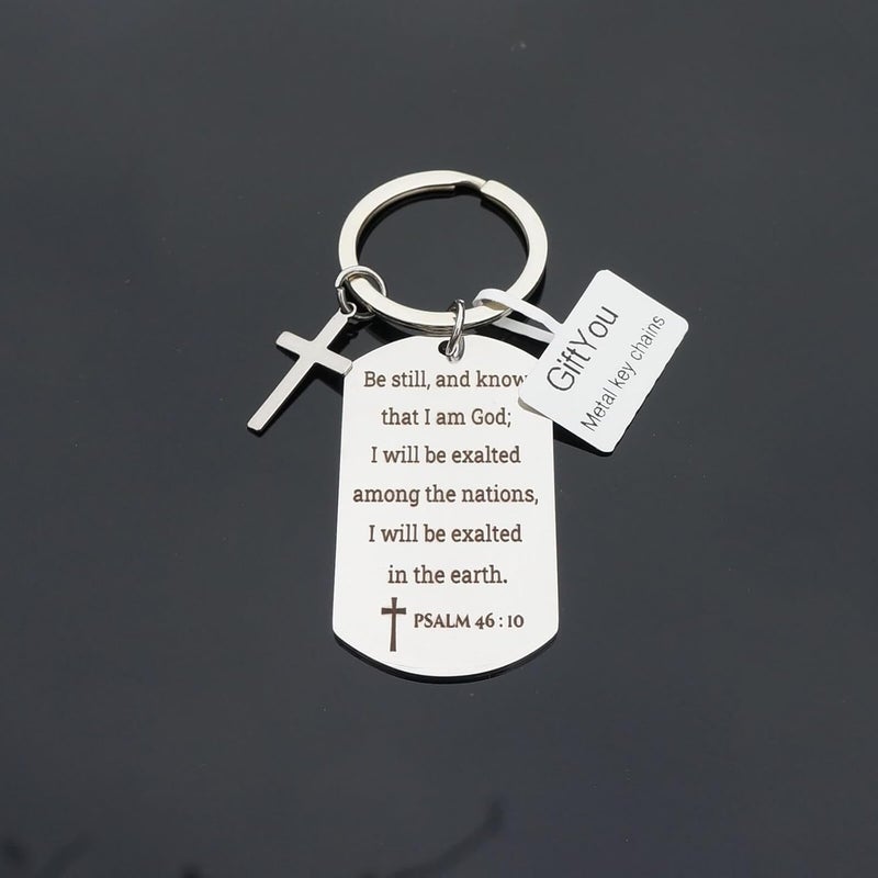 GiftYou Inspirational Scripture Metal Key Chains with Cross Pendant - Bible Verse Keychain Religious Gift for Christian - Image 4
